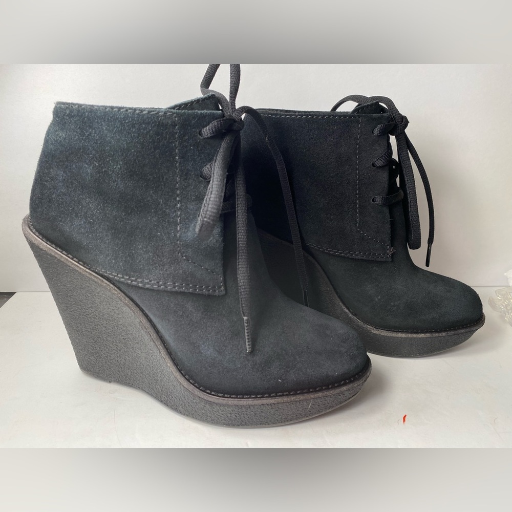 Burberry suede wedge ankle boots black 36.5 - Picture 8 of 10